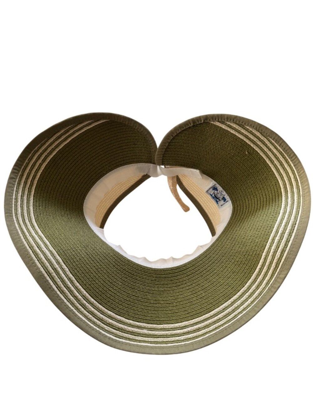 Sun N Sand Womens Straw Wide Visor Green/Beige Adjustable Fit Lightweight Travel - Picture 5 of 16